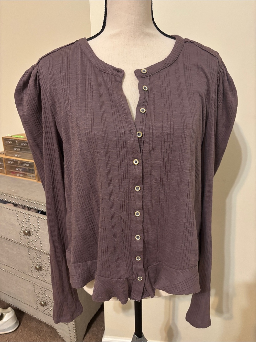 Pilcro by Anthropology Button-Front Long Sleeve Top size XL